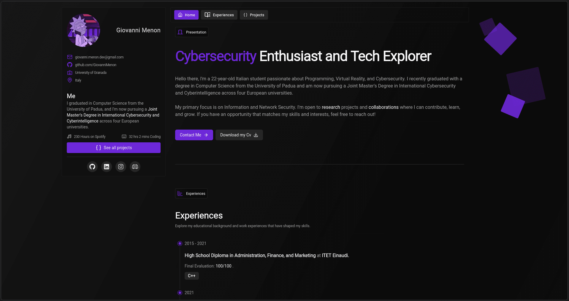 Screen of Portfolio